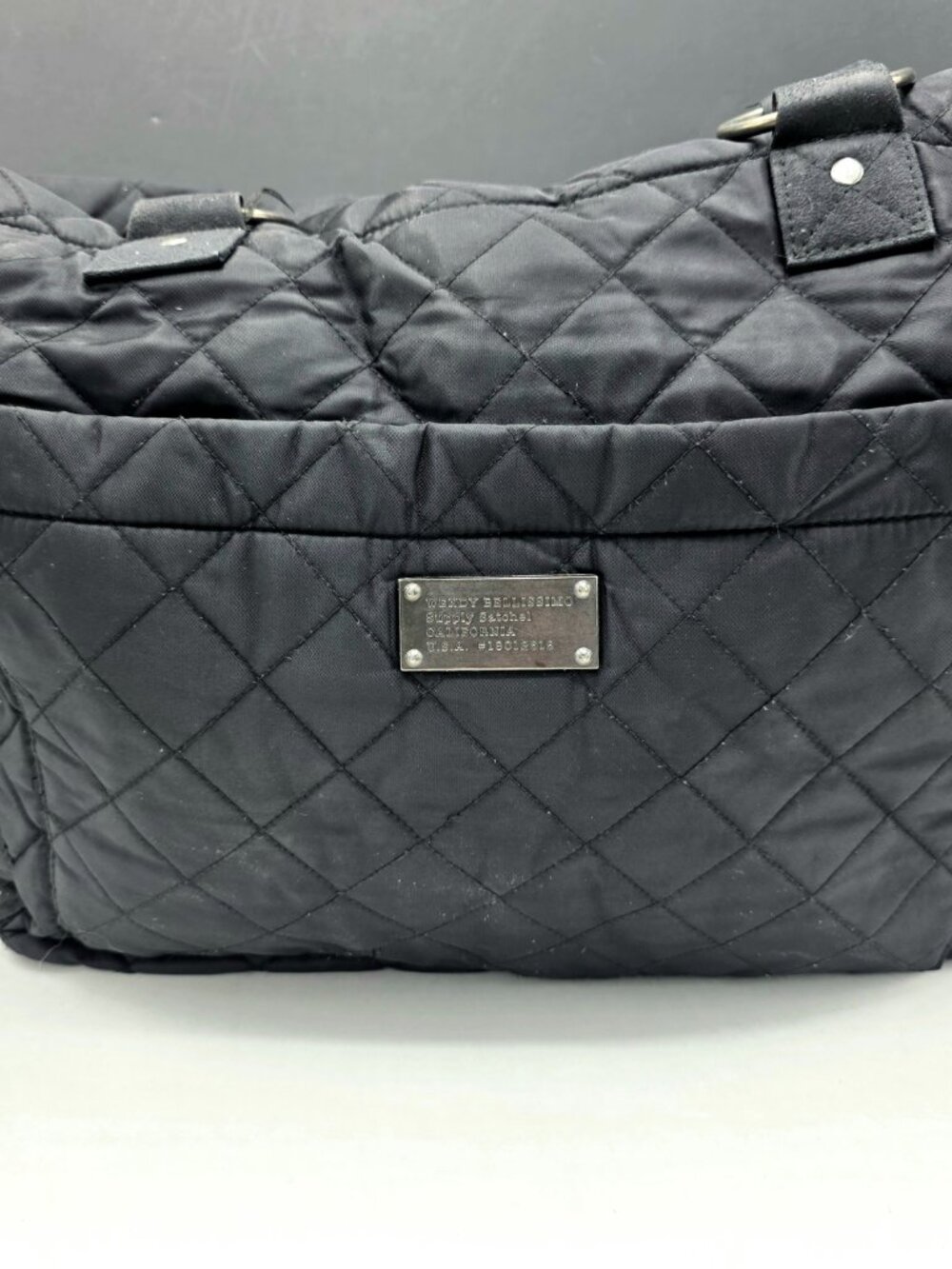Wendy Bellissimo Supply Satchel Diaper Bag Black Extra Large Quilted Vtg Preown